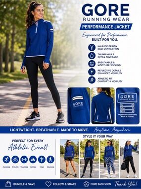 GORE Running Wear Half-Zip Performance Running Jacket – Blue – Women’s Small